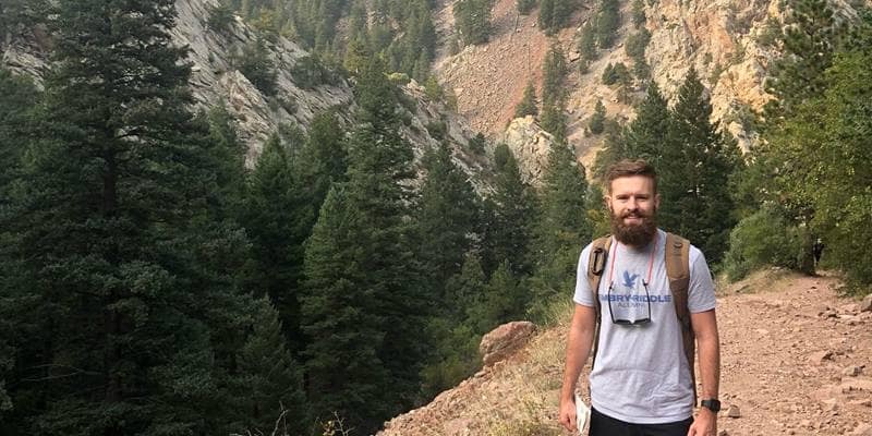 Worldwide alumnus and student Ryan Harper enjoys hiking outdoors when not working on his third degree from Embry-Riddle.