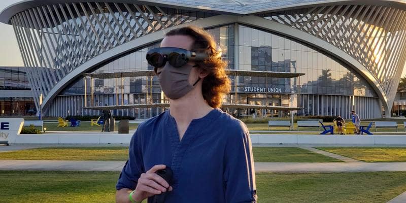 Graydon Russell testing ALEXEI, which he helped develop in Embry-Riddle